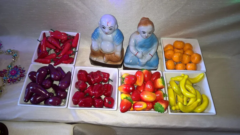 Chettiar Shop Set with Produce — hand-made golu doll from The Golu Shop
